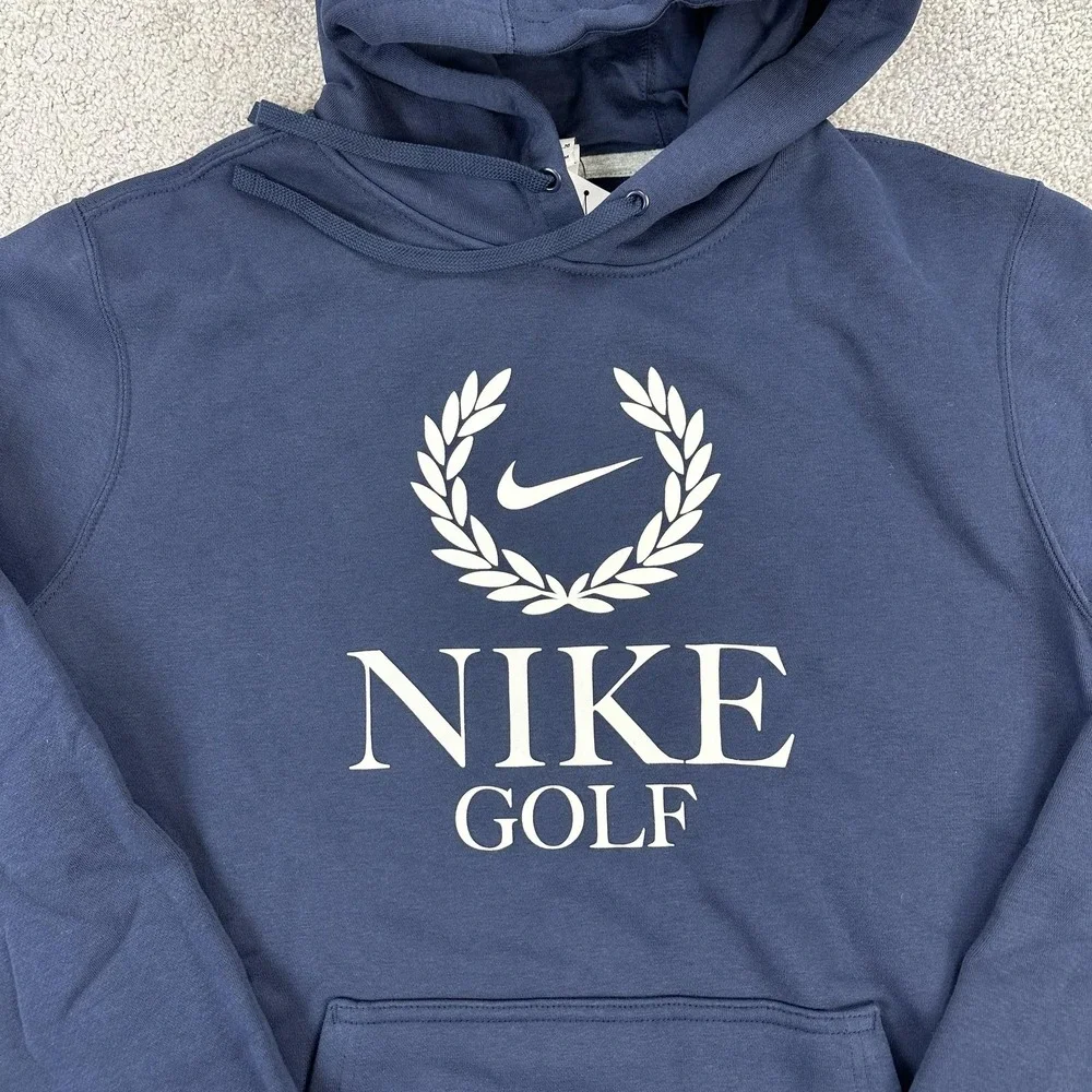 Nike Golf Hoodie Mens Medium Navy Blue Club Fleece Pullover Sweatshirt Swoosh